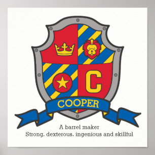 Póster Cooper boys nombra la letra C como escudo heralíst