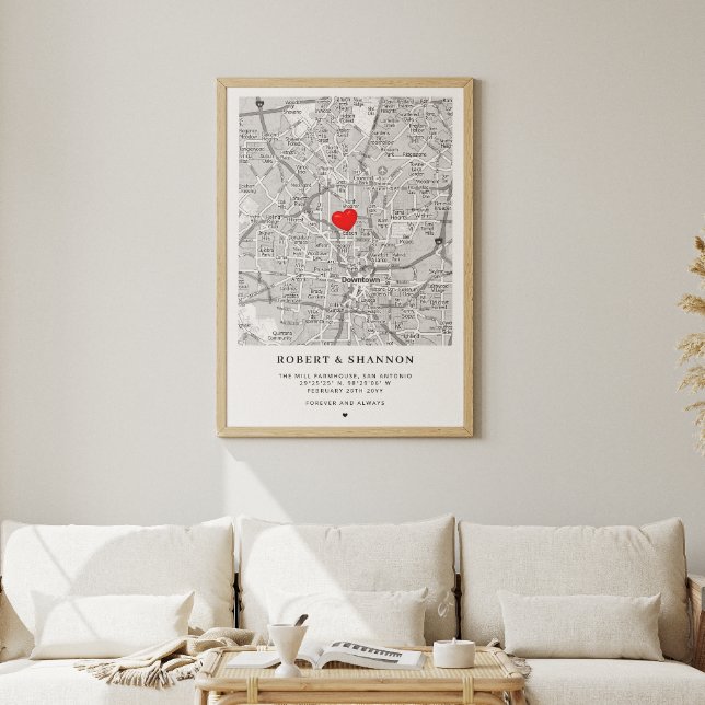 Póster Coordenadas Compromiso Corazón Boda Pareja Mapa (Subido por el creador)