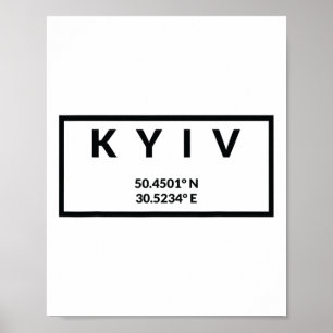 Póster Coordenadas de la capital de Ucrania - Kiev 
