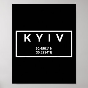 Póster Coordenadas de la capital de Ucrania - Kiev 1 