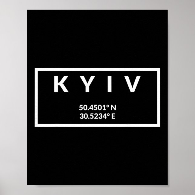 Póster Coordenadas de la capital de Ucrania - Kiev 1  (Frente)