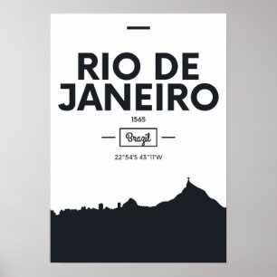 Póster Coordenadas de la ciudad de Río de Janeiro, el