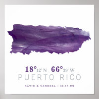 Coordenadas del Mapa de Puerto Rico con Acuarela P