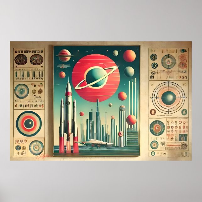 Póster Coordenadas Interplanetarias de la Era Espacial Re (Frente)