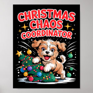 Póster Coordinador de Caos de Navidad Cachorro de Navidad