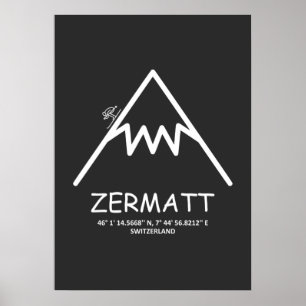 Póster Coordinates Zermatt Switzerland