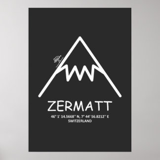 Póster Coordinates Zermatt Switzerland