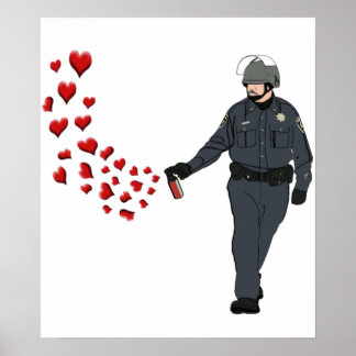 Póster Cop de pulverización de pimienta casual con corazó
