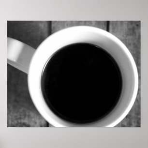 Póster Copa de Café Blanco y Negro en una antigua tasa 16