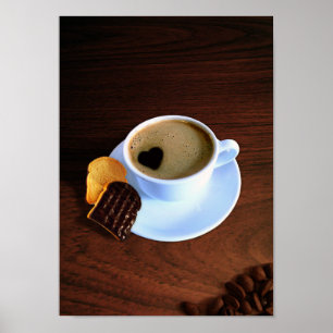 Póster Copa de café con espuma en forma de corazón
