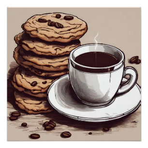 Póster Copa de Café y Cookies