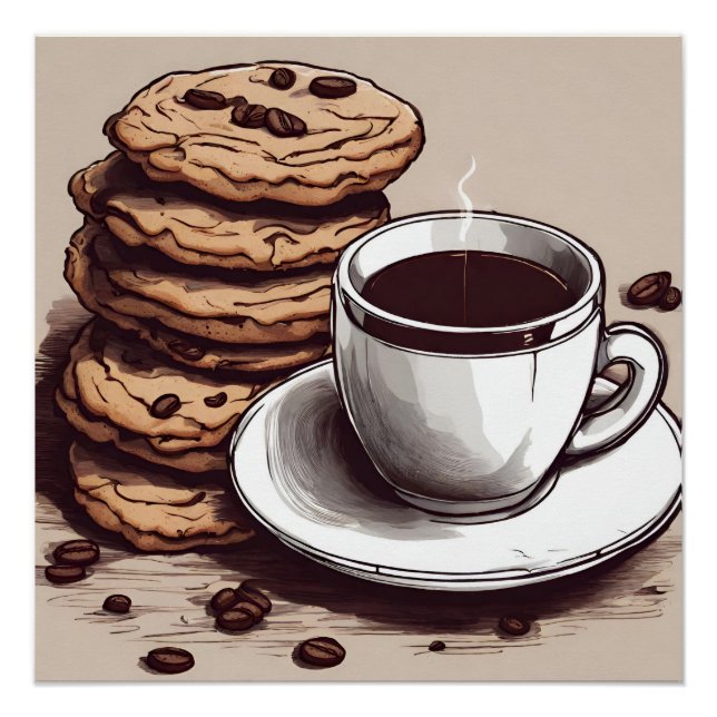 Póster Copa de Café y Cookies (Anverso)