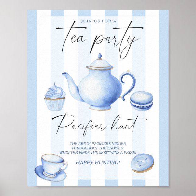 Póster Copa de té Juego de ducha bebé - caza de pacificad (Frente)