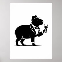 Copa de vino de capibara divertida minimalista mod