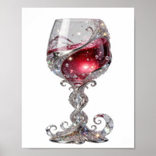 Póster Copa de vino tinto de plata crujiente