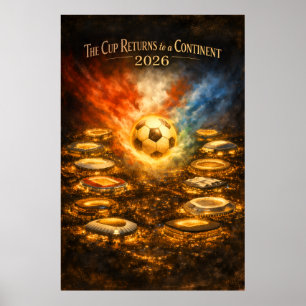 Póster Copa Mundial 2026 Estadio Noche Fútbol
