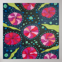 Póster Copas cósmicas rosas y azules