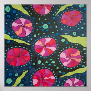 Póster Copas cósmicas rosas y azules