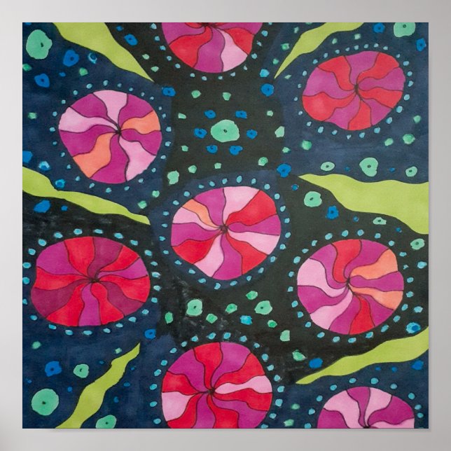 Póster Copas cósmicas rosas y azules (Frente)