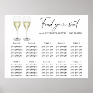 Póster Copas de champán Gráfico de asientos de boda