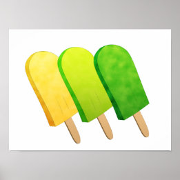 Póster Copas de hielo amarillas, verdes y verdes
