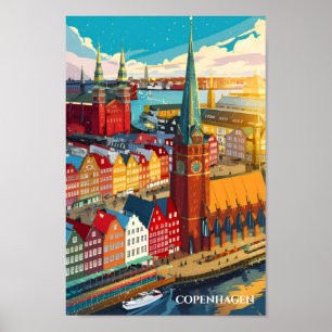Póster Copenhague Dinamarca Famoso lugar de viaje