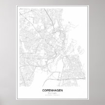 Copenhague, Dinamarca Poster de mapas Minimalistas