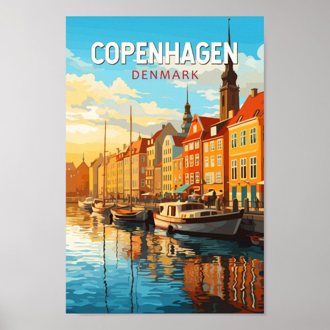 Póster Copenhague Dinamarca Vintage (Frente)