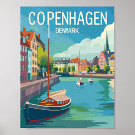 Póster Copenhague Dinamarca Vintage Famoso lugar de viaje