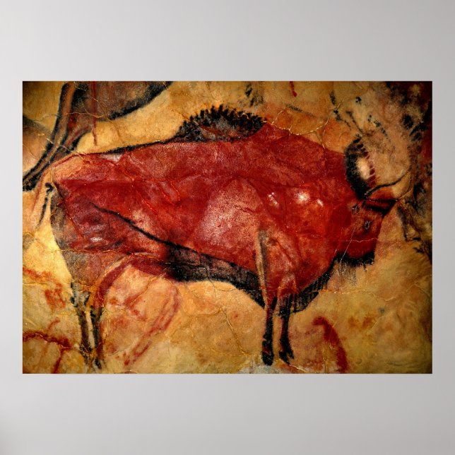 Póster Copia de la pintura de las cuevas de Bison (Frente)