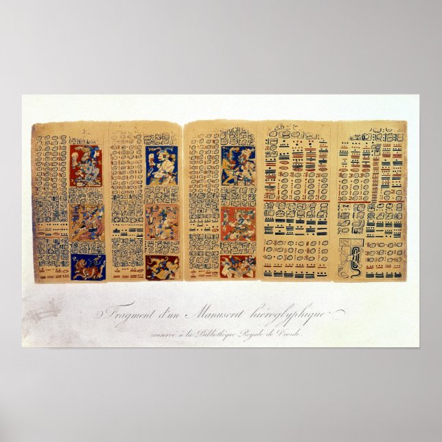 Póster Copia de un fragmento del Codex de Dresden (Frente)