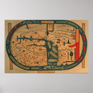 Póster Copia de un mappamundi del siglo VIII de Beatus