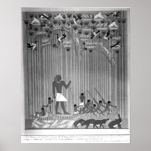 Póster Copia del alivio pintado egipcio que representa la