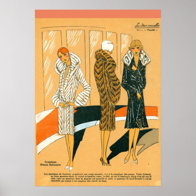 Póster Copia del anuncio de moda francés poster: Abrigos  (Frente)