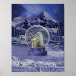 Póster Copia del globo de la nieve del oso polar
