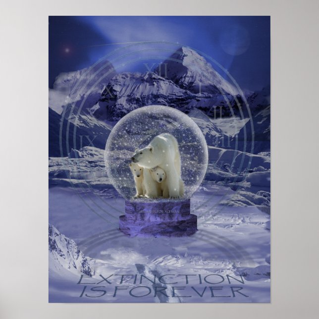 Póster Copia del globo de Nieve del oso polar (Frente)