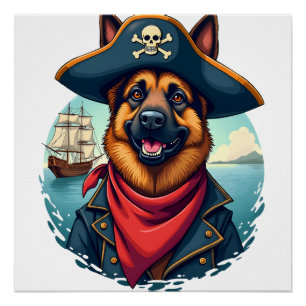 Póster Copia Pirata de Perro Pastor Alemán
