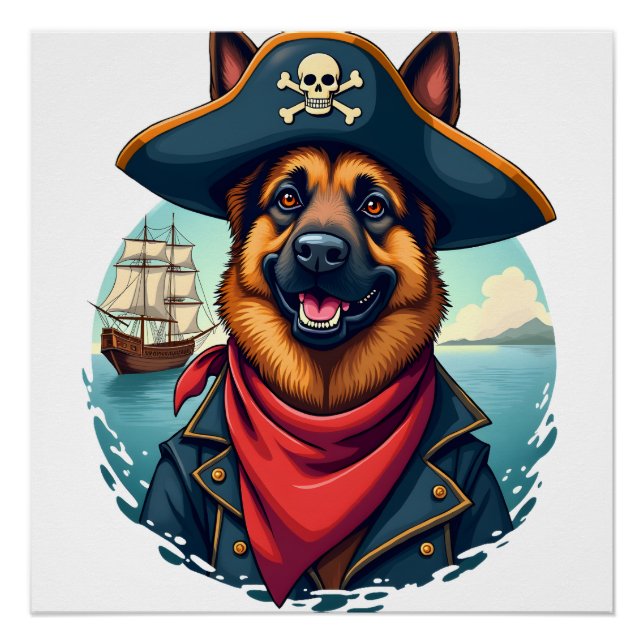 Póster Copia Pirata de Perro Pastor Alemán (Anverso)