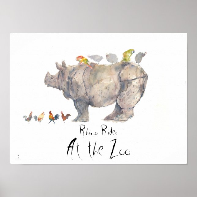 Póster Copia RHINO, Rhino Rides, en el zoológico (Frente)