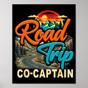 Póster Copitán de viaje en carretera familia viajera camp