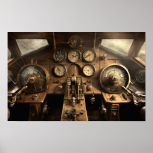 Póster Copo de avión de Steampunk