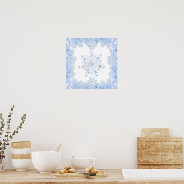 Póster Copo de nieve azul (Cocina)