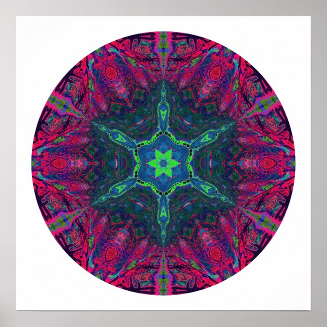 Póster Copo de nieve Kaleidoscópico Mandala 2 (Frente)