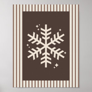 Póster Copo de nieve marrón rayado
