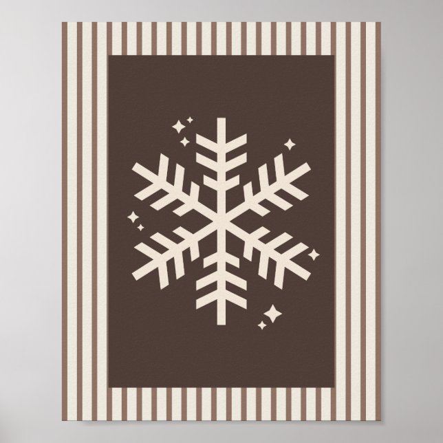 Póster Copo de nieve marrón rayado (Frente)