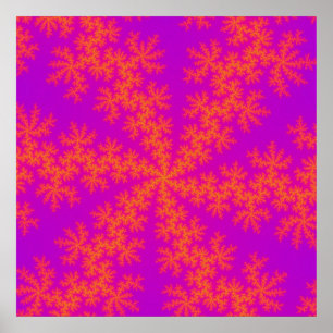 Póster Copo de nieve rosa y Naranja