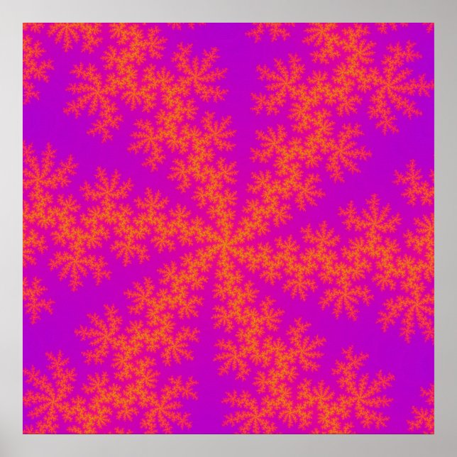 Póster Copo de nieve rosa y Naranja (Frente)