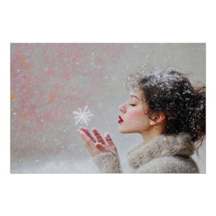 Póster Copo de nieve soplando