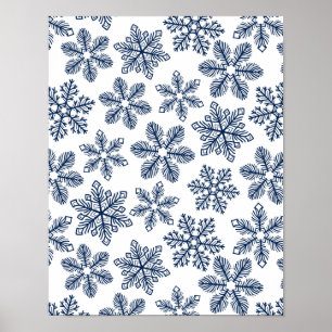 Póster Copos de nieve azules