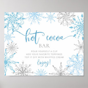Póster Copos de nieve azules Poster de bar de cacao calie